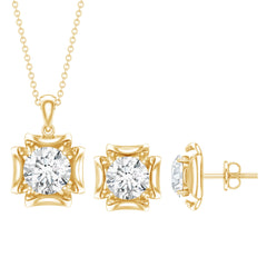 4 CT Round Shape Moissanite Solitaire Jewelry Set