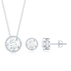 4 CT Simple Moissanite Solitaire Jewelry Set in Bezel Setting