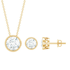 4 CT Simple Moissanite Solitaire Jewelry Set in Bezel Setting