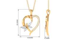 1.25 CT Certified Moissanite Heart Shape Gold Pendant