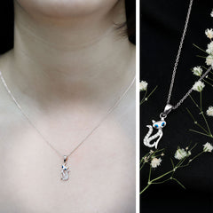 Certified Moissanite Cat Pendant Necklace