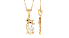Certified Moissanite Cat Pendant Necklace
