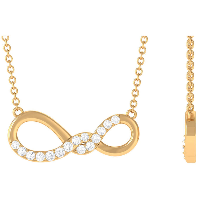 Round Moissanite Twisted Necklace in Pave Setting
