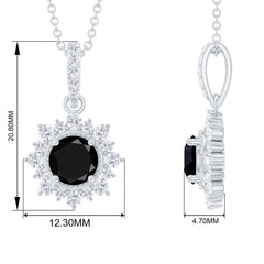 Certified Lab Grown Black and White Diamond Halo Necklace