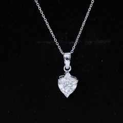 Certified Cubic Zirconia Heart Locket with Silver Chain
