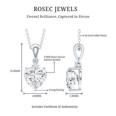 Certified Cubic Zirconia Heart Locket with Silver Chain