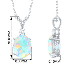 Genuine 1 Carat Opalescent Pendant Necklace with Diamond