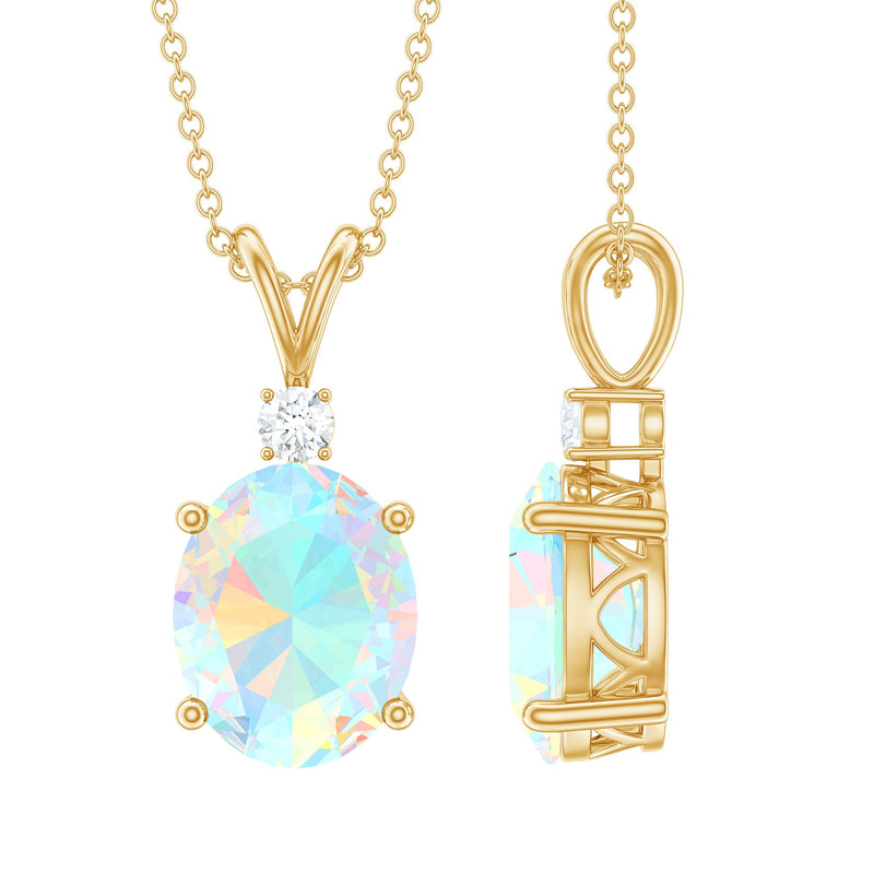 Genuine 1 Carat Opalescent Pendant Necklace with Diamond