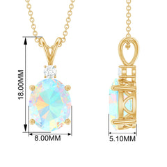Genuine 1 Carat Opalescent Pendant Necklace with Diamond