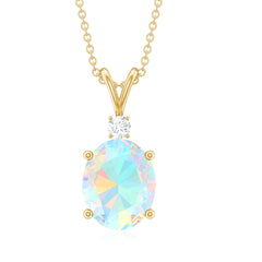 Genuine 1 Carat Opalescent Pendant Necklace with Diamond