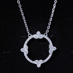 Certified Moissanite Eternity Promise Necklace in 14K Gold Plated Silver