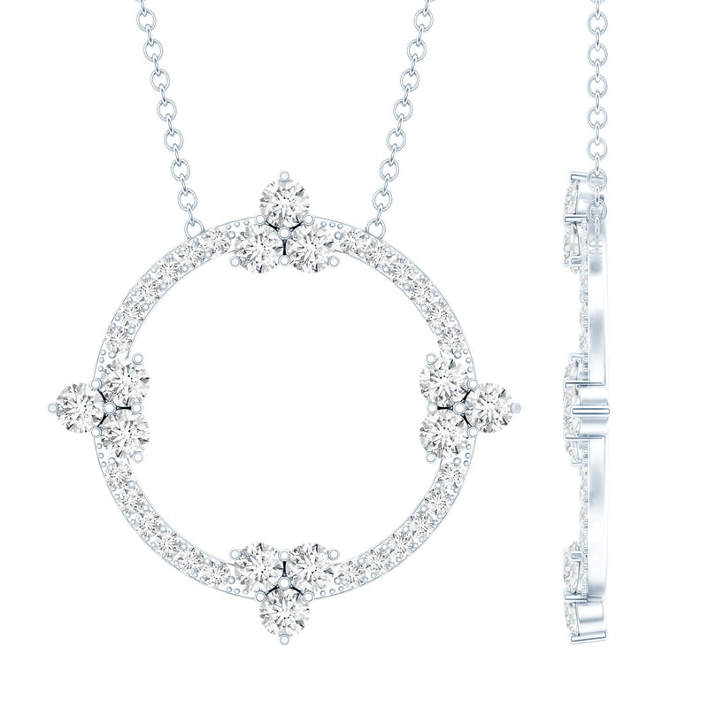 Certified Moissanite Eternity Promise Necklace in 14K Gold Plated Silver