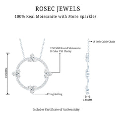 Certified Moissanite Eternity Promise Necklace in 14K Gold Plated Silver