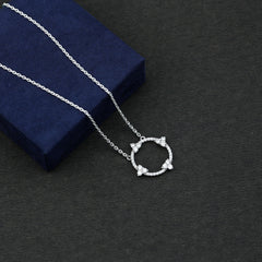Certified Moissanite Eternity Promise Necklace in 14K Gold Plated Silver