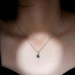 Lab Grown 5X7 MM Emerald Moissanite Teardrop Necklace with Chain
