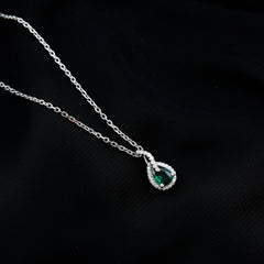 Lab Grown 5X7 MM Emerald Moissanite Teardrop Necklace with Chain