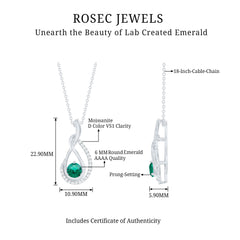 Certified Lab Grown Emerald and Moissanite Teardrop Necklace