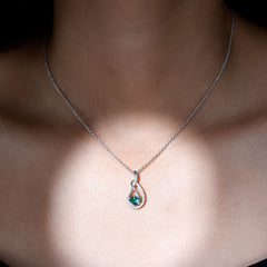 Certified Lab Grown Emerald and Moissanite Teardrop Necklace