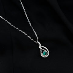 Certified Lab Grown Emerald and Moissanite Teardrop Necklace