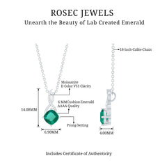 Cushion Cut 6 MM Lab Created Emerald Infinity Necklace with Moissanite