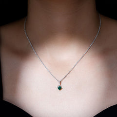 Cushion Cut 6 MM Lab Created Emerald Infinity Necklace with Moissanite