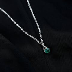 Cushion Cut 6 MM Lab Created Emerald Infinity Necklace with Moissanite
