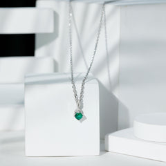 Cushion Cut 6 MM Lab Created Emerald Infinity Necklace with Moissanite