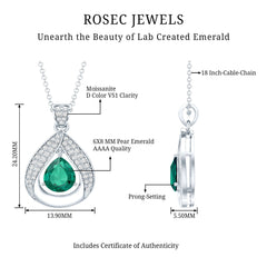 Lab Grown 6X8 MM Emerald Moissanite Bridal Necklace with Chain