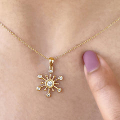 Diamond Snowflake Pendant Necklace for Women