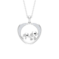 Diamond Elephant Mother Child Necklace