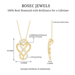 Brilliant Cut Diamond Infinity Heart Necklace for Women