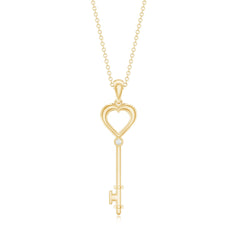 Diamond Heart Key Pendant Necklace For Women