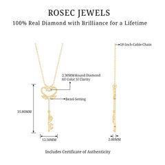 Diamond Key Necklace with Angel Wings