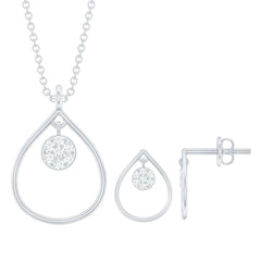 Diamond Wedding Necklace Earring Set for Bride