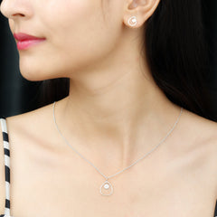Diamond Wedding Necklace Earring Set for Bride