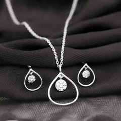 Diamond Wedding Necklace Earring Set for Bride