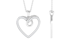Pave Set Diamond Open Heart Pendant Necklace