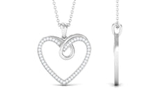Pave Set Diamond Open Heart Pendant Necklace