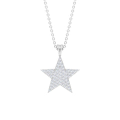 Diamond Star Pendant Necklace in Pave Setting