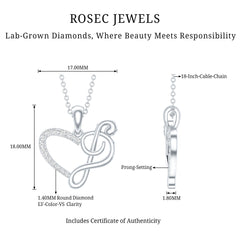 Diamond Heart and Music Note Necklace