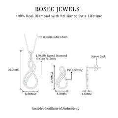 Diamond Infinity Necklace Earrings Set For Women