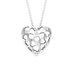 Heart Shaped Openwork Diamond Necklace