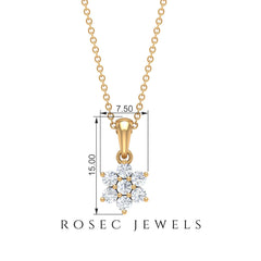 Natural Diamond Flower Pendant Necklace for women
