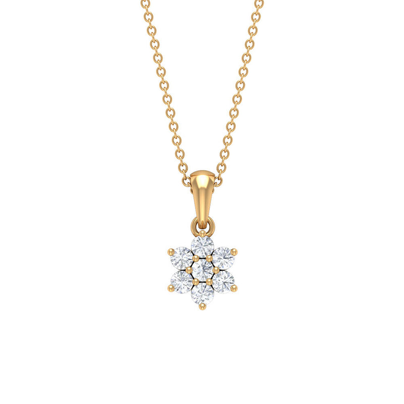 Natural Diamond Flower Pendant Necklace for women