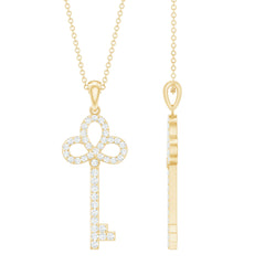 Certified Moissanite Key Pendant Necklace for her