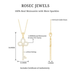 Certified Moissanite Key Pendant Necklace for her