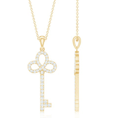 Certified Moissanite Key Pendant Necklace for her