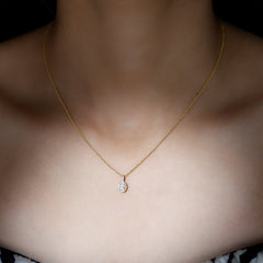 Oval Shaped Real Diamond Pendant Necklace With Chain