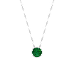 Natural Half Carat Emerald Necklace in Bezel Setting