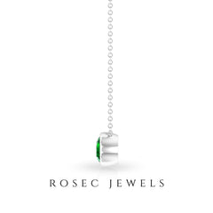 Natural Half Carat Emerald Necklace in Bezel Setting